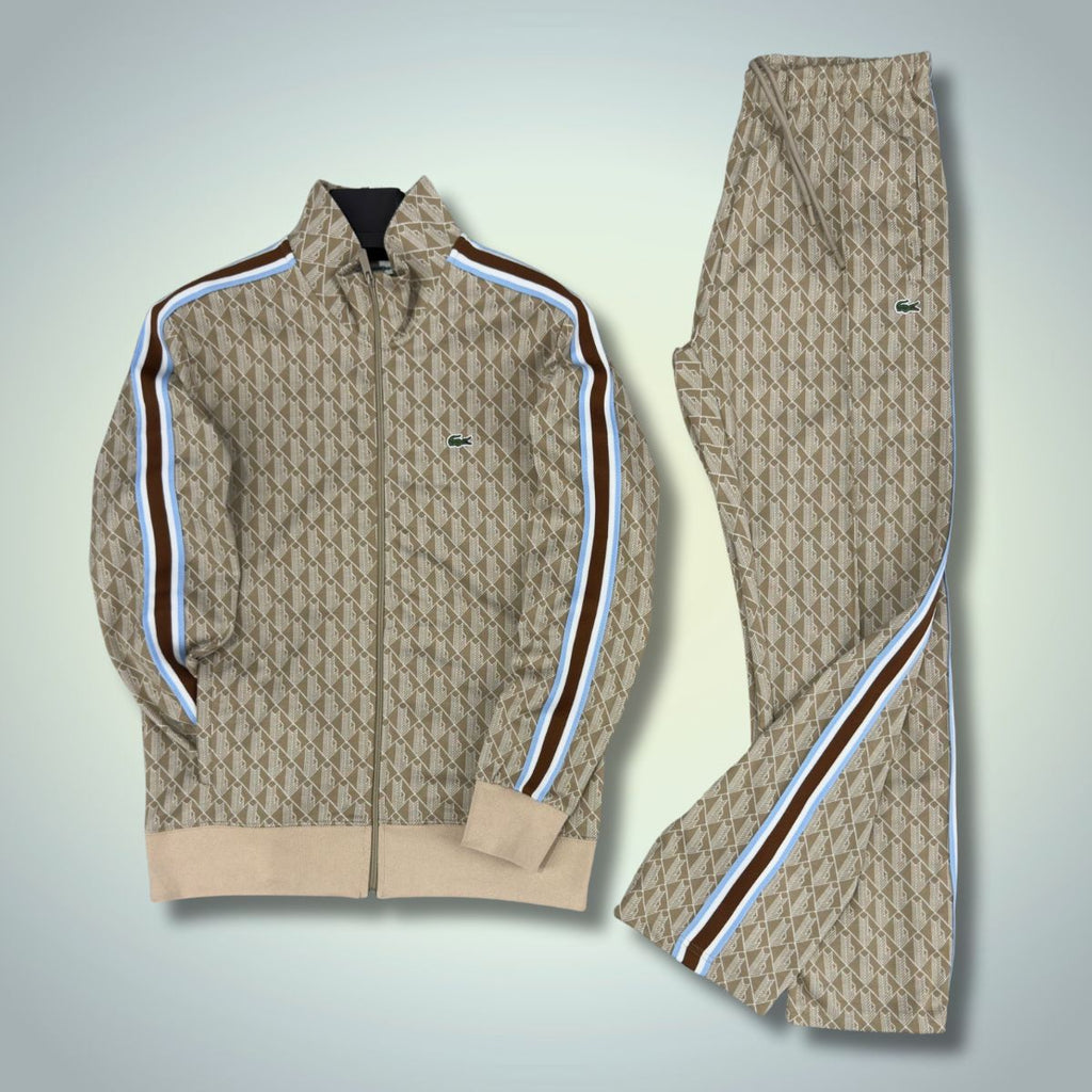 Lacoste pánska tepláková súprava, Jacquard Monogram, béžová. Vynikajúca kvalita