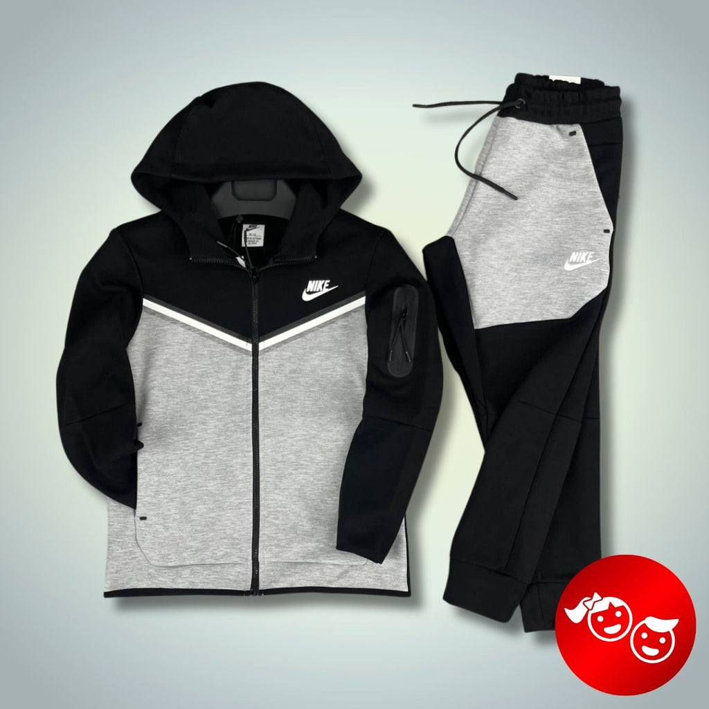 Nike Tech Fleece detská tepláková súprava, čierna a sivá. Vynikajúca kvalita
