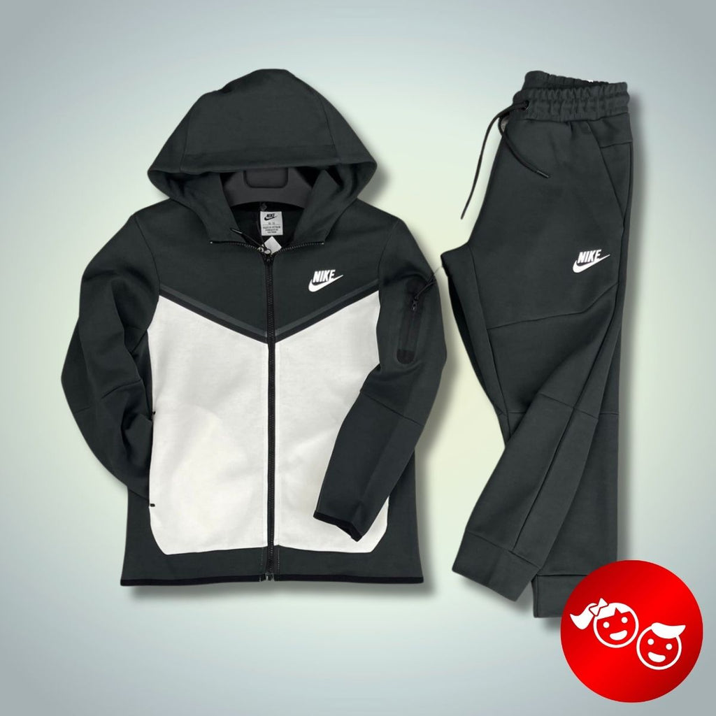 Nike Tech Fleece detská tepláková súprava, grafitová a biela. Vynikajúca kvalita