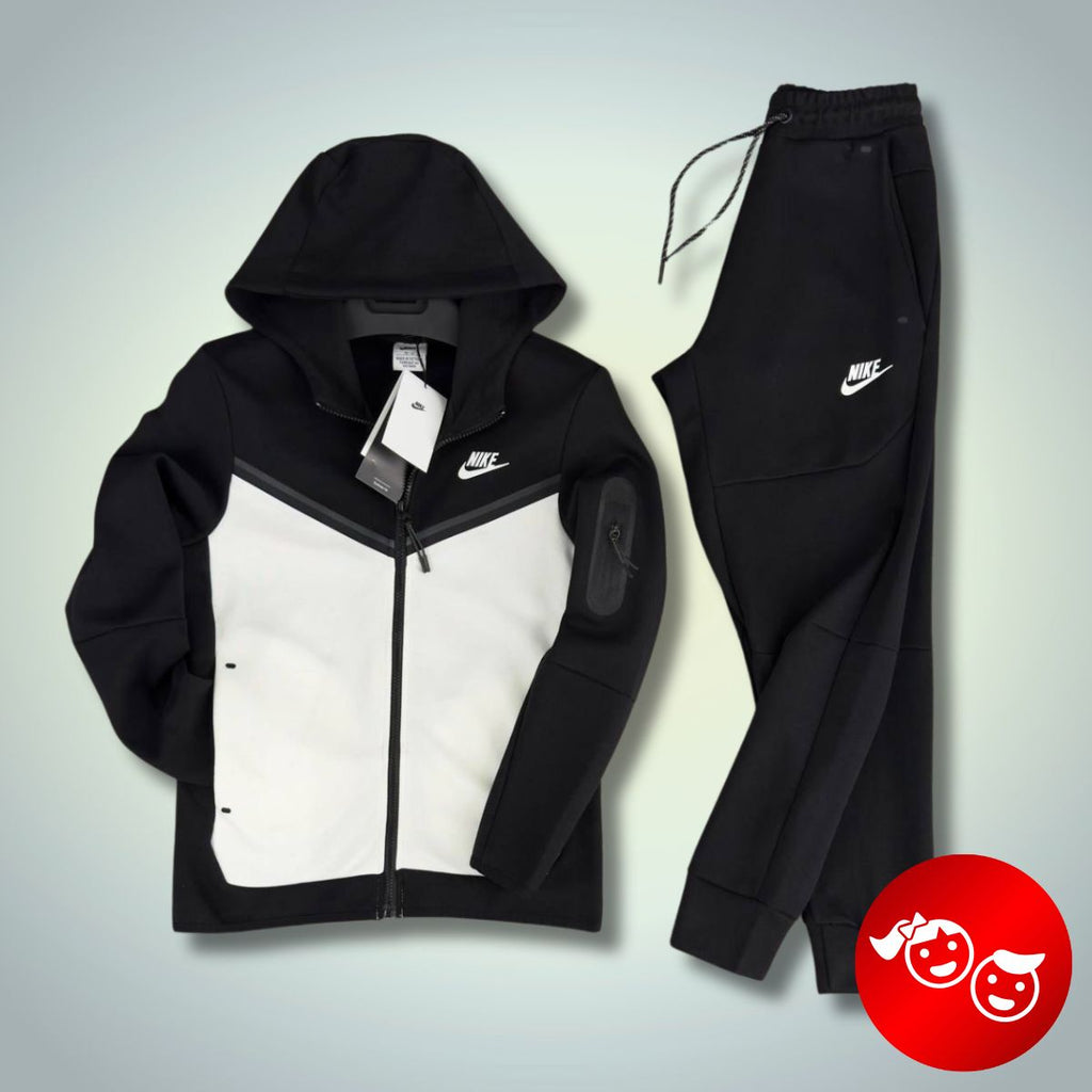 Nike Tech Fleece detská tepláková súprava, čierna a biela. Vynikajúca kvalita