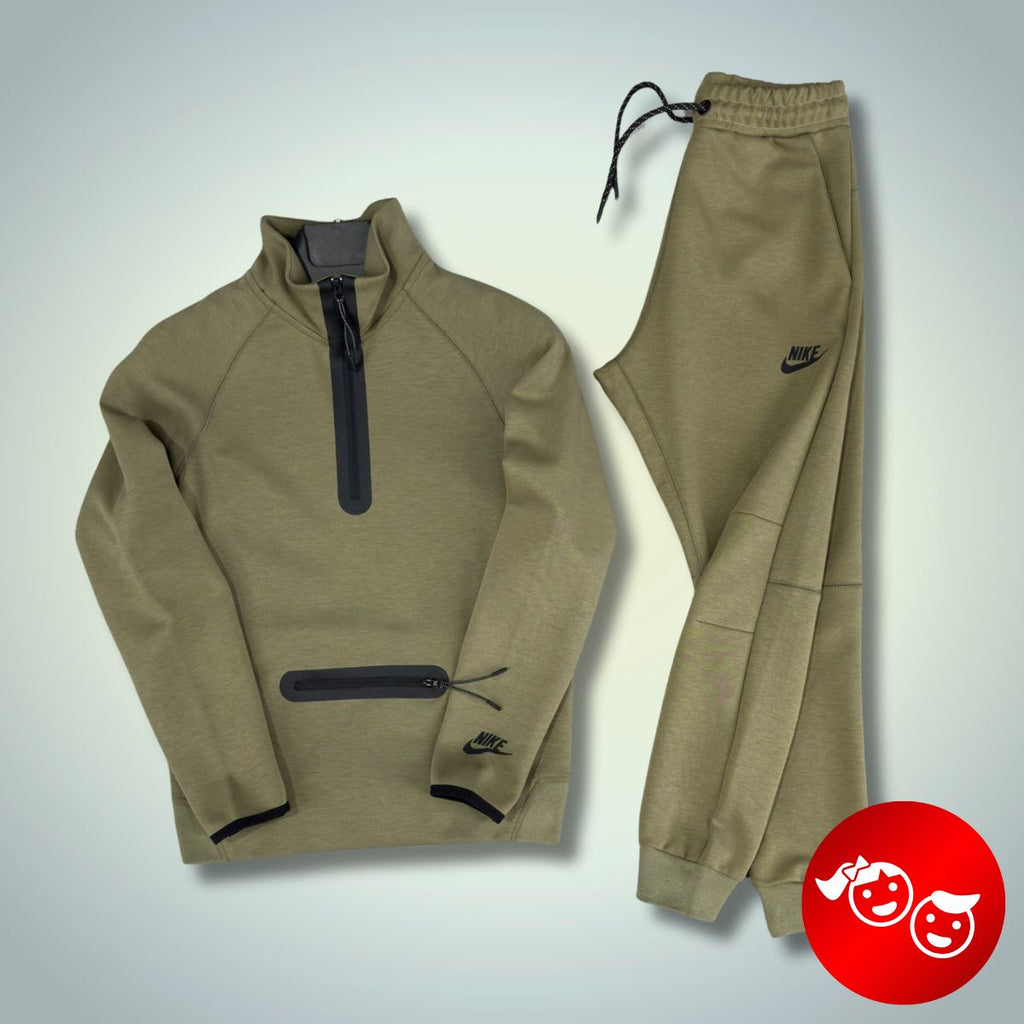 Nike Tech Fleece detská tepláková súprava, olivovo zelená. Model 2024. Vynikajúca kvalita