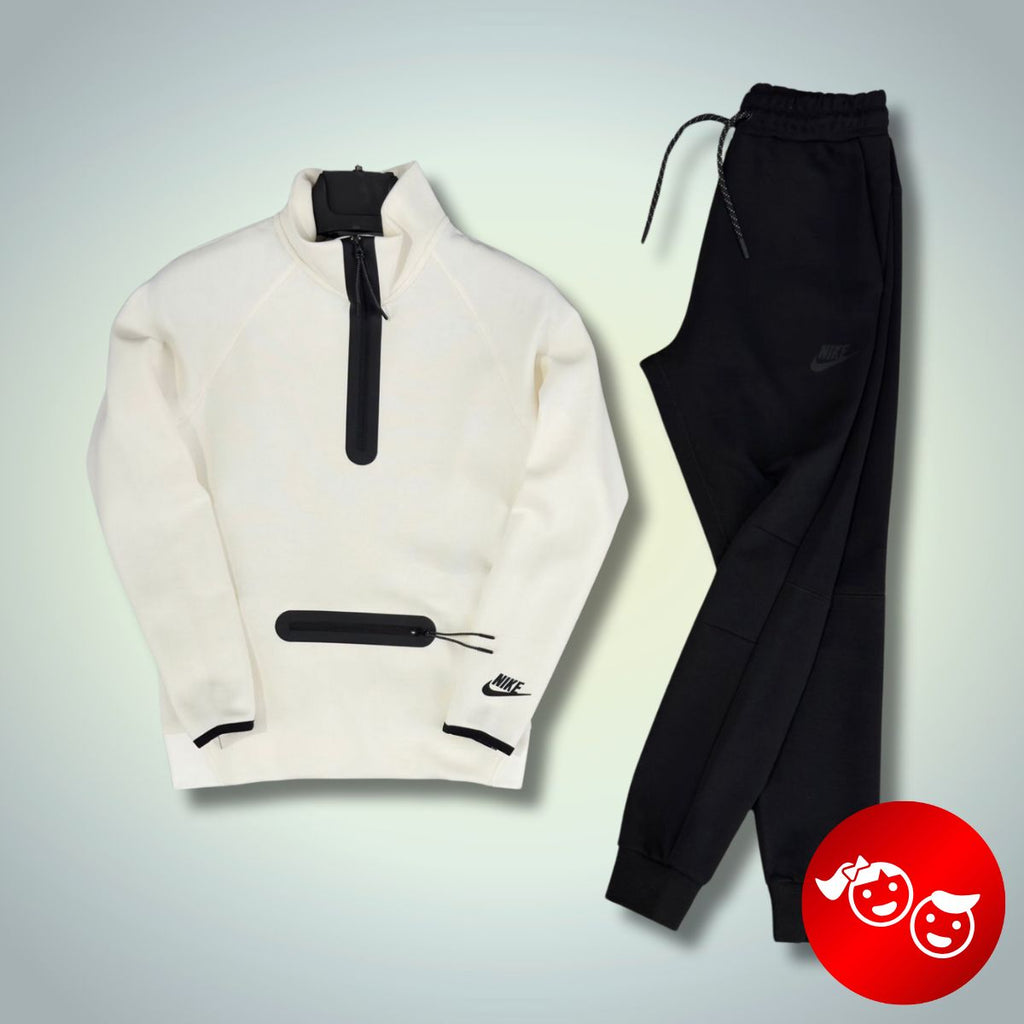 Nike Tech Fleece detská tepláková súprava, biela - čierna. Model 2024. Vynikajúca kvalita