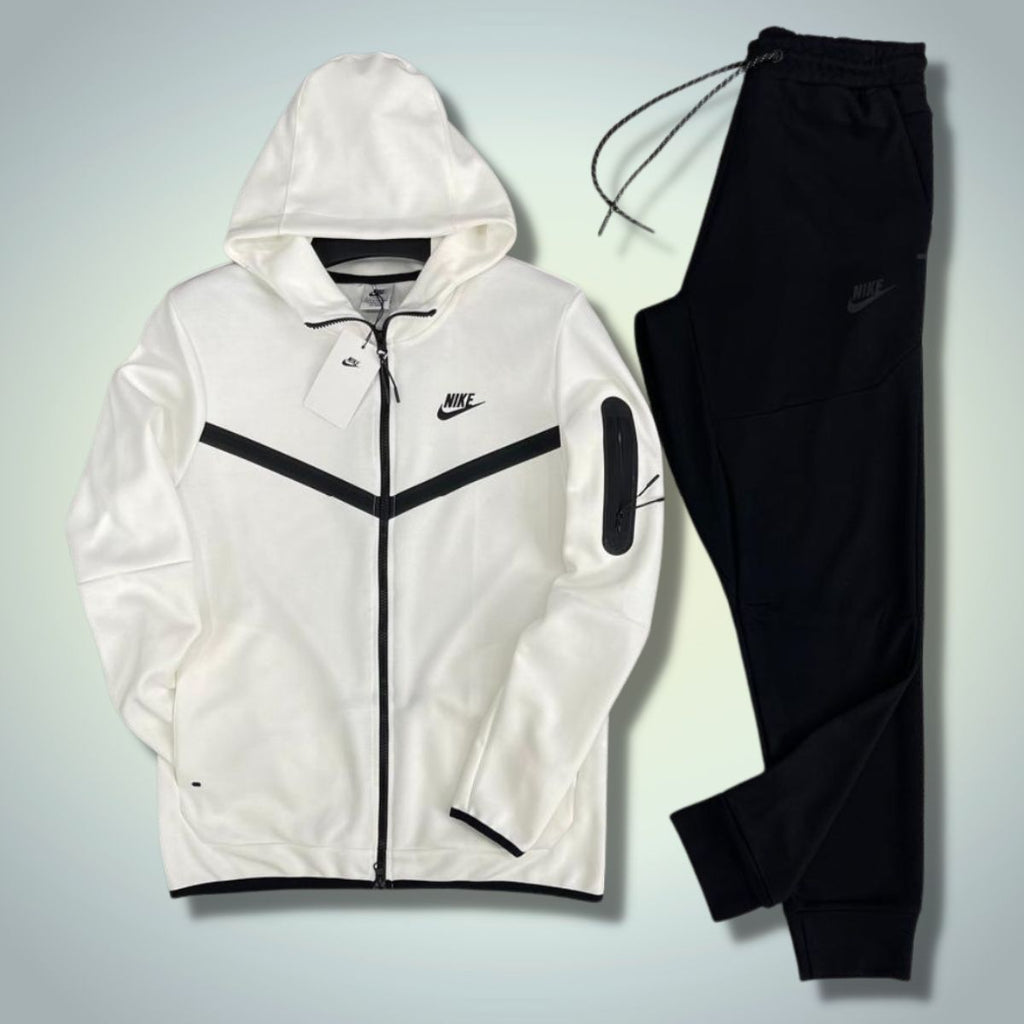 Nike Tech Fleece pánska tepláková súprava, biela a čierna. Vynikajúca kvalita