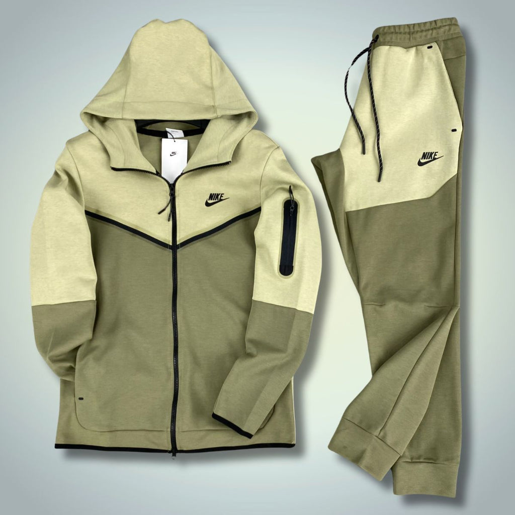 Nike Tech Fleece pánska tepláková súprava, olivovo zelená a svetlo zelená. Vynikajúca kvalita
