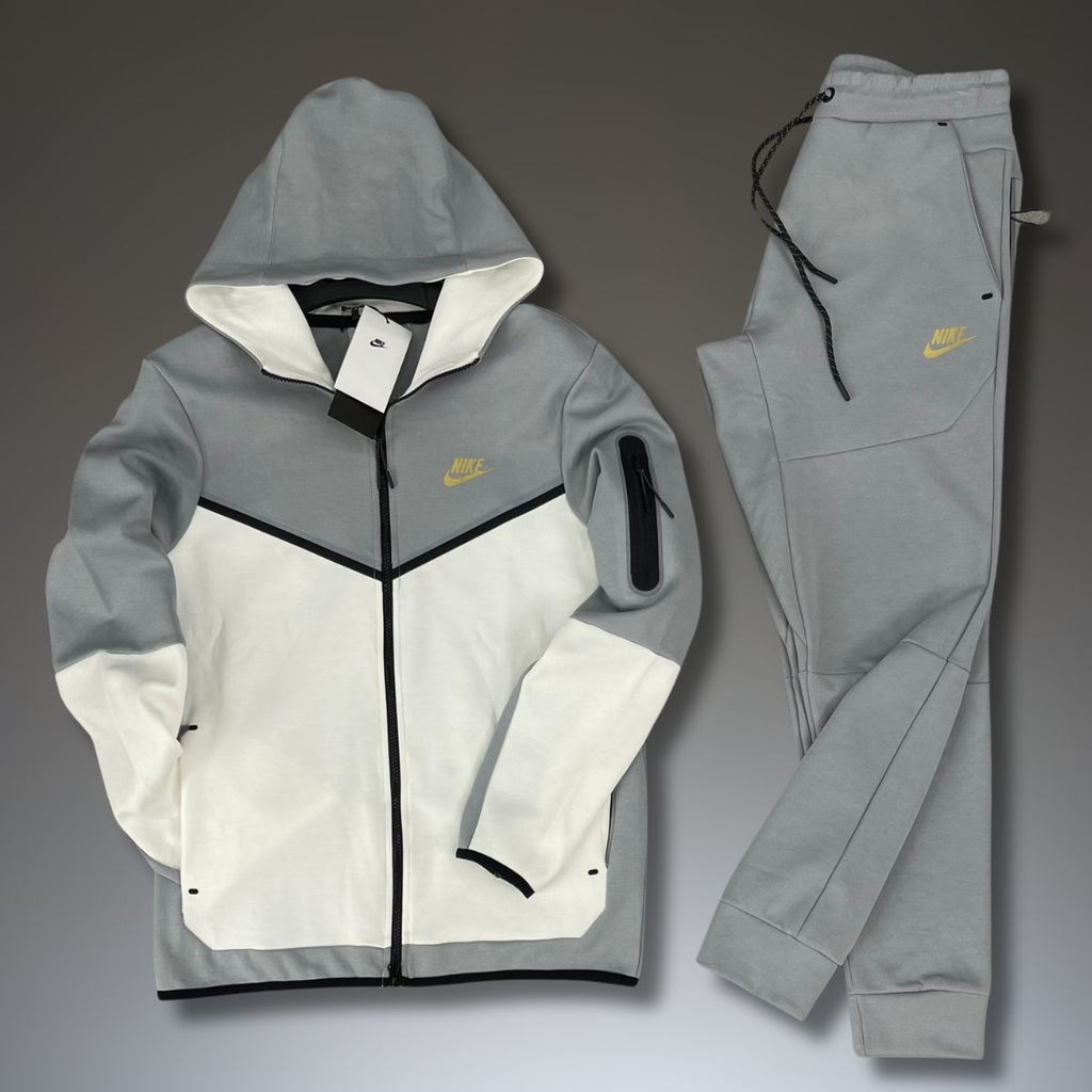 Nike Tech Fleece pánska tepláková súprava, biela a sivá. Vynikajúca kvalita
