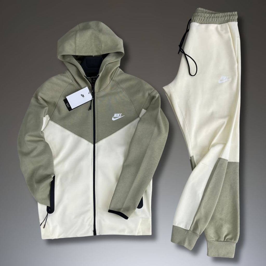 Nike Tech Fleece pánska tepláková súprava, olivovo zelená a béžová. Model 2023. Vynikajúca kvalita