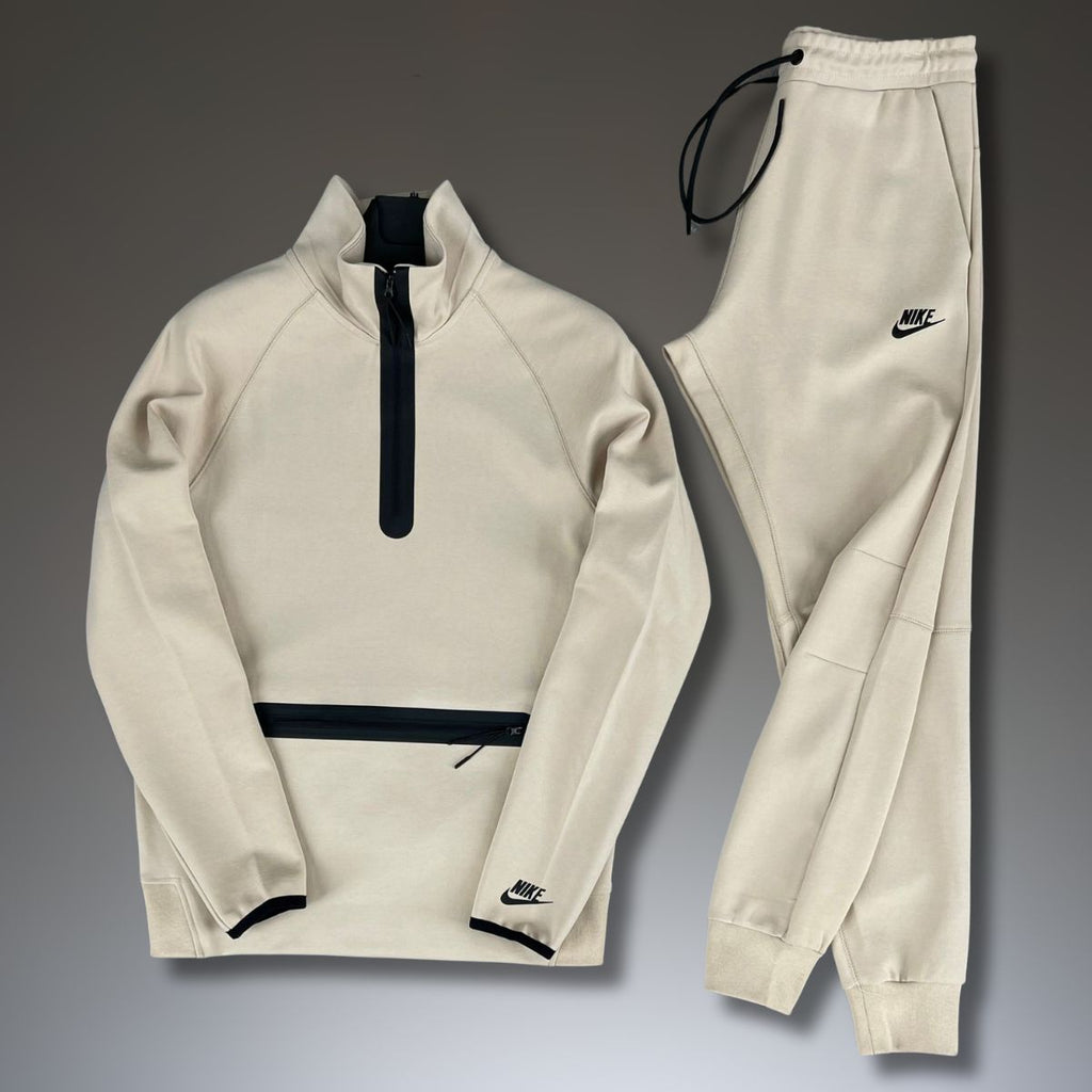 Nike Tech Fleece pánska tepláková súprava, predné vrecko, béžová. Model 2024. Vynikajúca kvalita