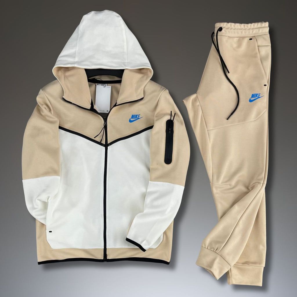 Nike Tech Fleece pánska tepláková súprava, béžová a biela. Vynikajúca kvalita