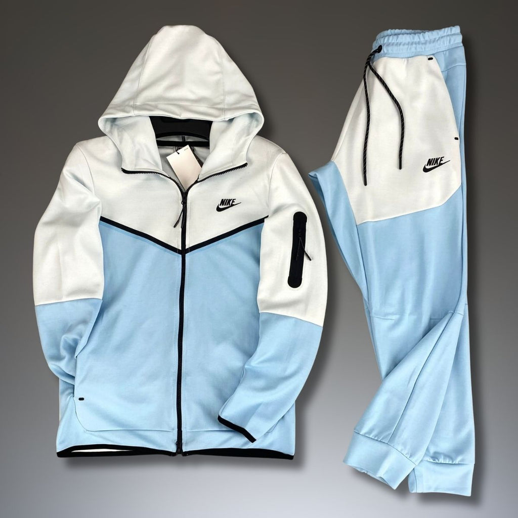 Nike Tech Fleece pánska tepláková súprava, svetlomodrá a biela. Vynikajúca kvalita