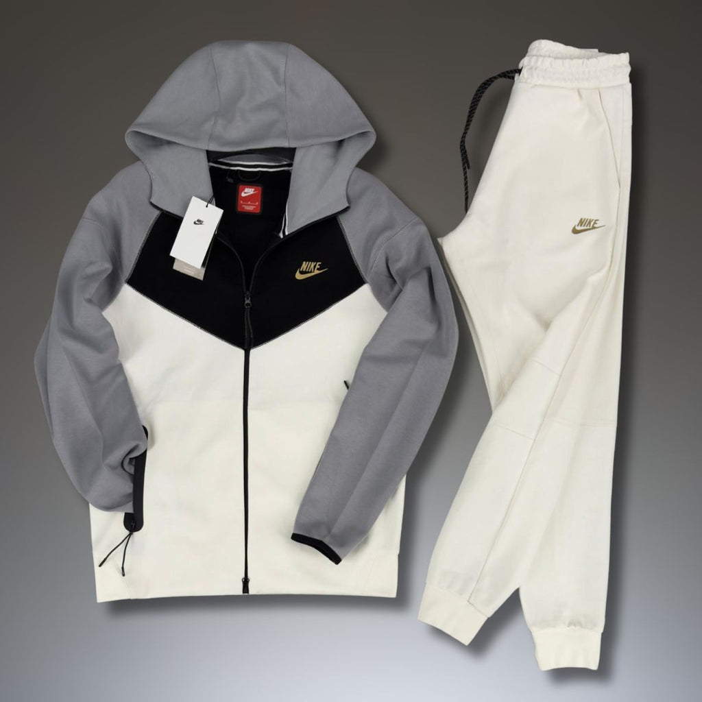 Nike Tech Fleece pánska tepláková súprava, biela - sivá - čierna. Model 2023 Vynikajúca kvalita