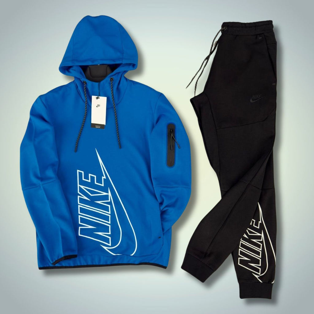 Nike Tech Fleece pánska tepláková súprava, bez zipsu, modrá - čierna. Vynikajúca kvalita