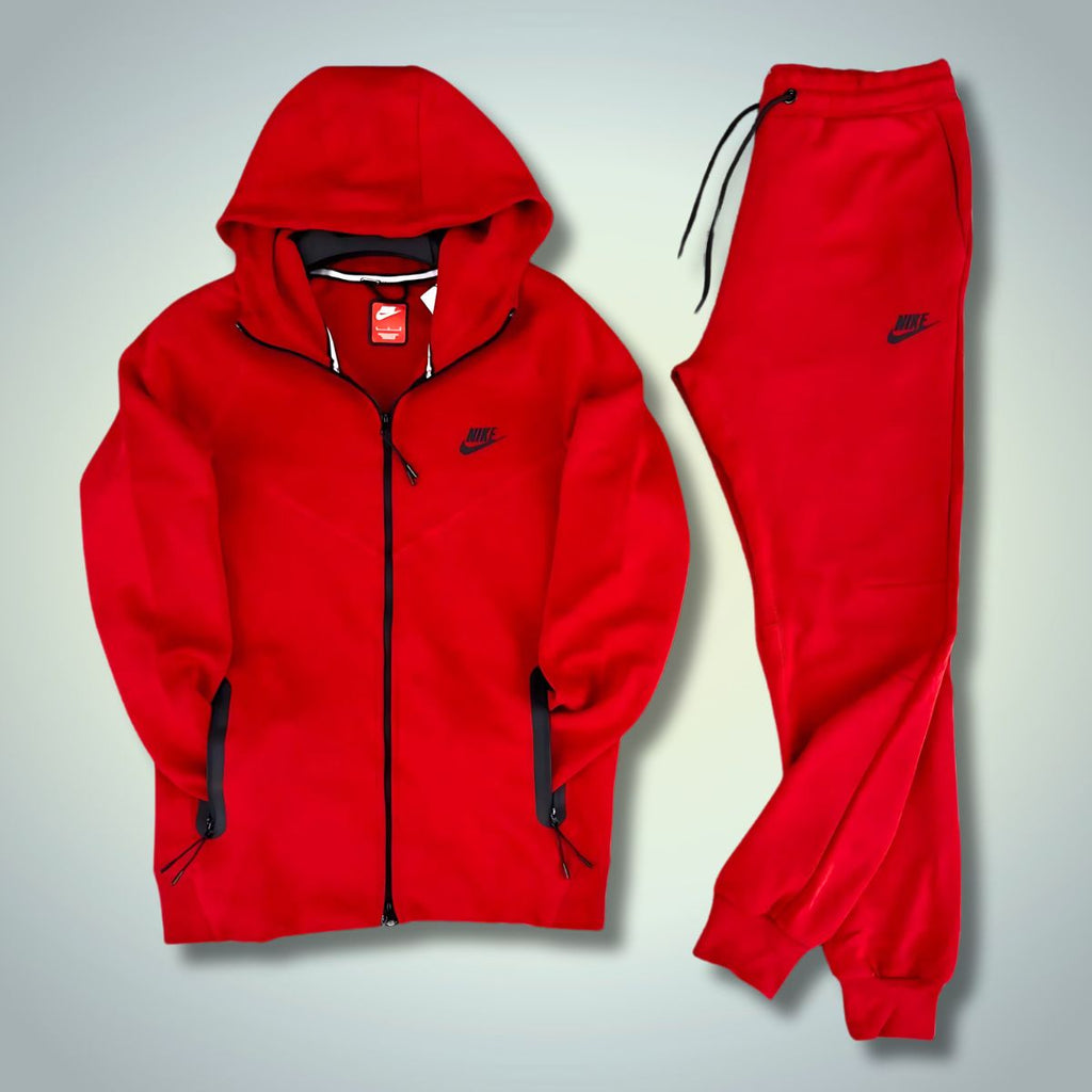Nike Tech Fleece pánska tepláková súprava, červená. Model 2023. Vynikajúca kvalita
