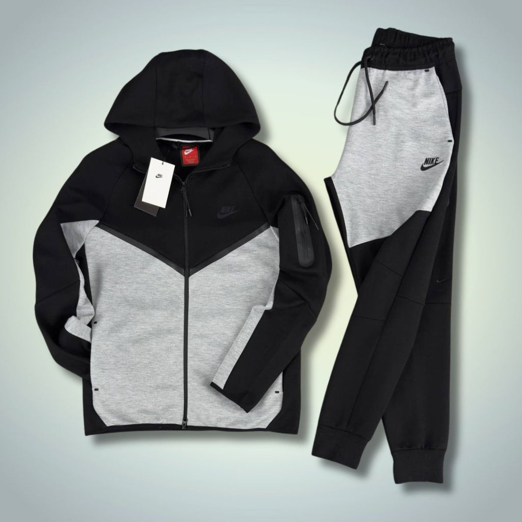 Muži športový súprava Nike Tech Fleece, čierna – klasická sivá. Model 2024. Vynikajúca kvalita