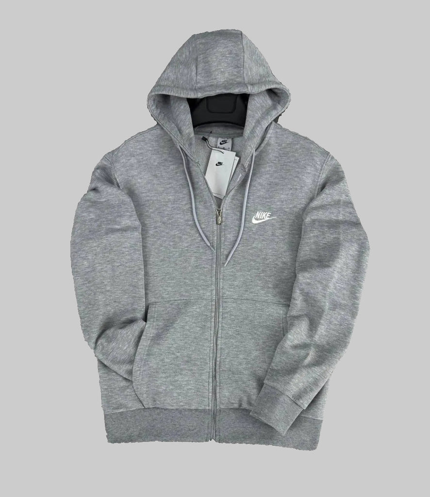 Muži mikina s kapucňou Nike so zipsom, klasická sivá