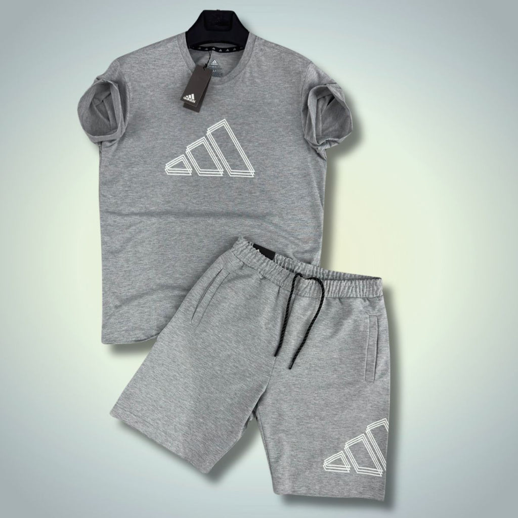 Adidas pánska súprava s krátkymi nohavicami, klasika sivá. Vynikajúca kvalita