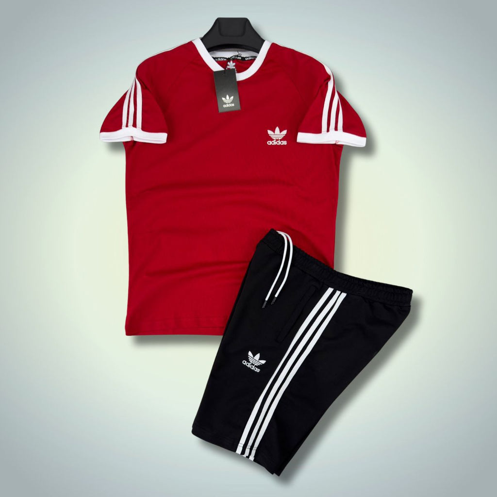 Adidas pánska súprava s krátkymi nohavicami, červená - čierna. Vynikajúca kvalita