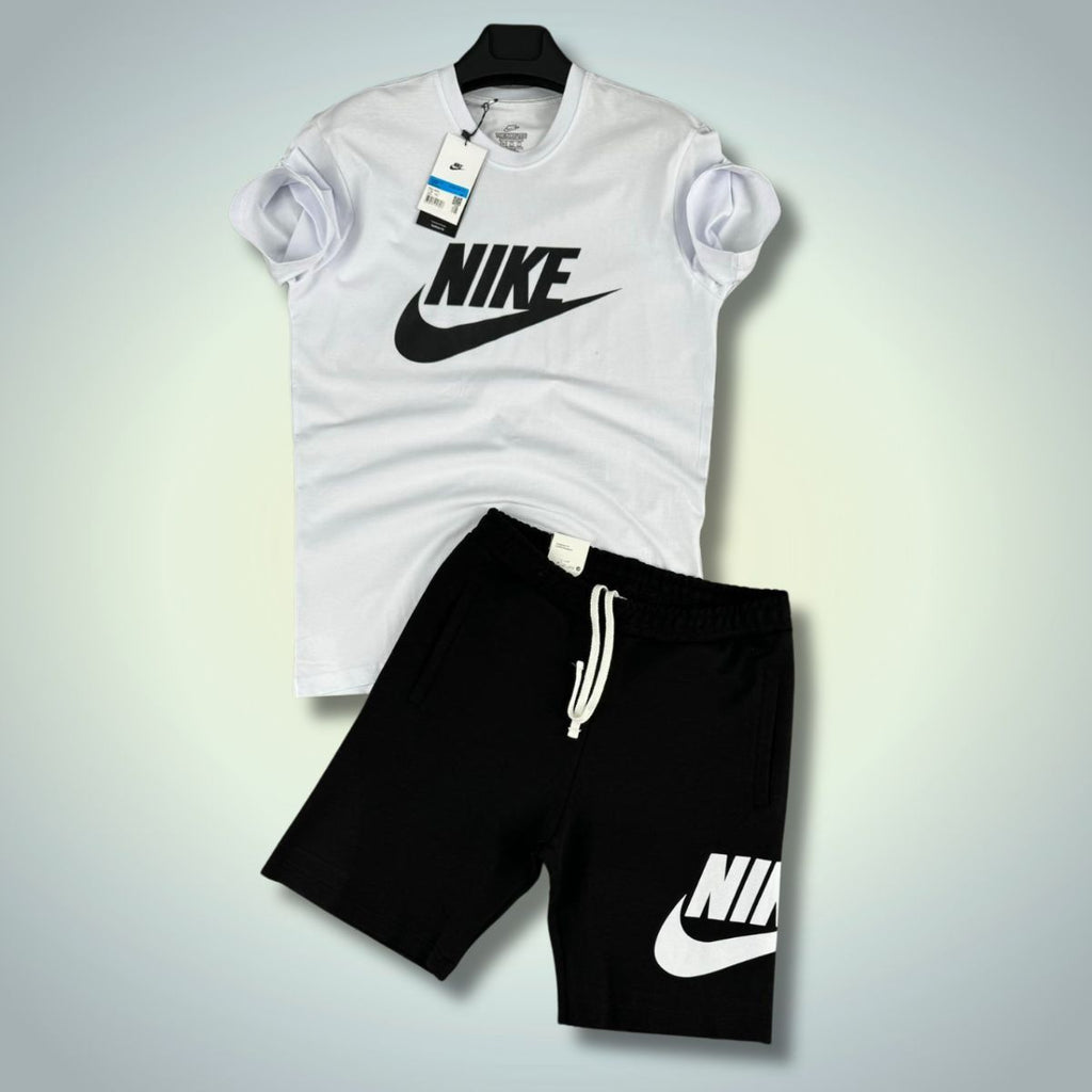 Nike pánska súprava s krátkymi nohavicami, biele - čierne. Factory outlet