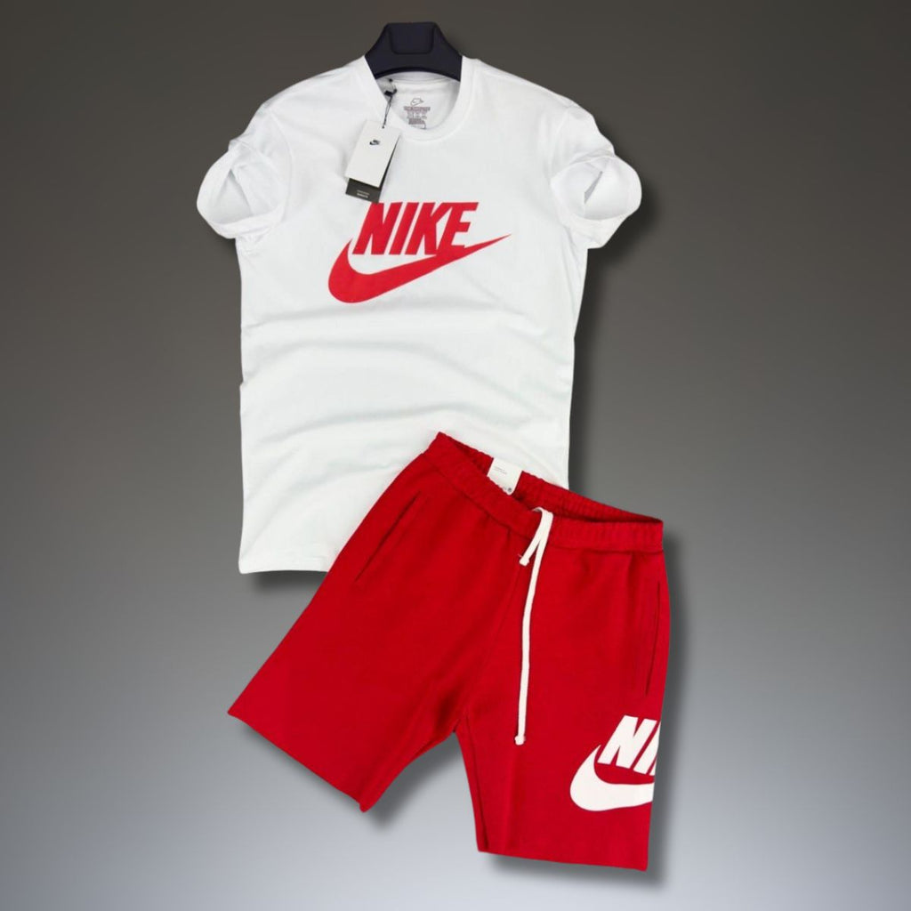 Nike pánska súprava s krátkymi nohavicami, červené. Factory outlet