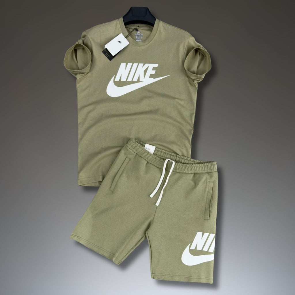 Nike pánska súprava s krátkymi nohavicami, Olivno zelené. Factory outlet