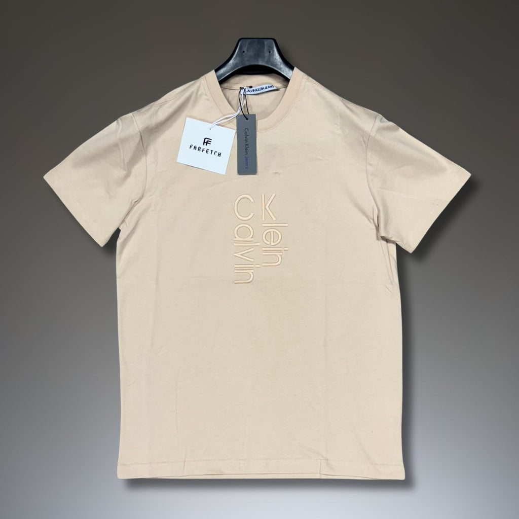 Calvin Klein pánske tričko, béžová, vyšívané logo. Vynikajúca kvalita