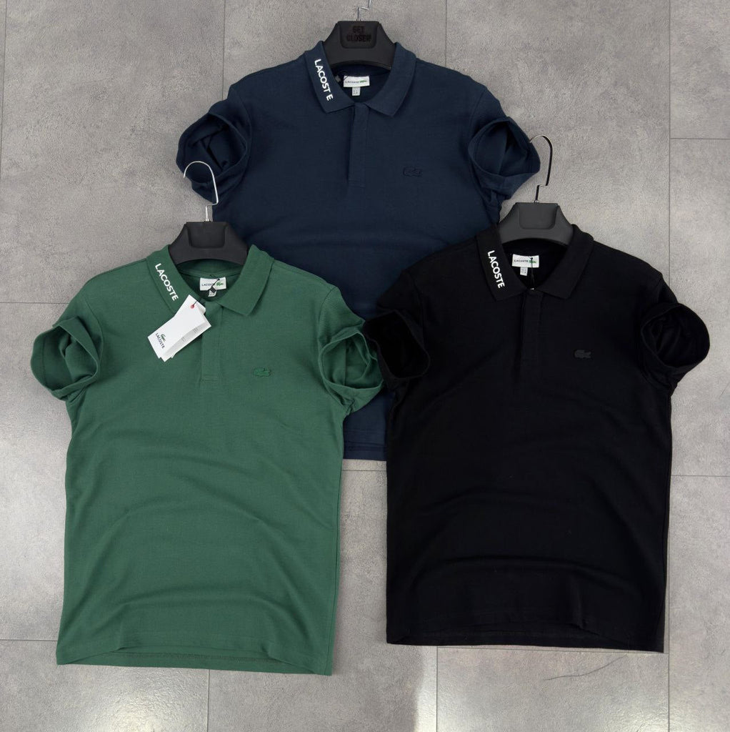 pánske tričko Lacoste, jednoduchý Model s golierom - čierna