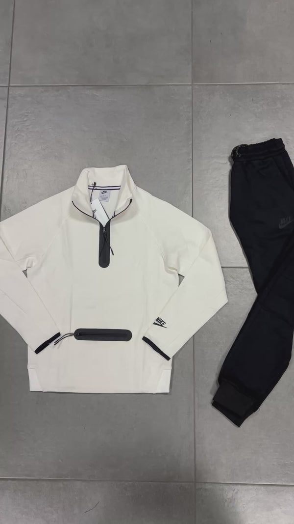 Nike Tech Fleece detská tepláková súprava, biela - čierna. Model 2024. Vynikajúca kvalita