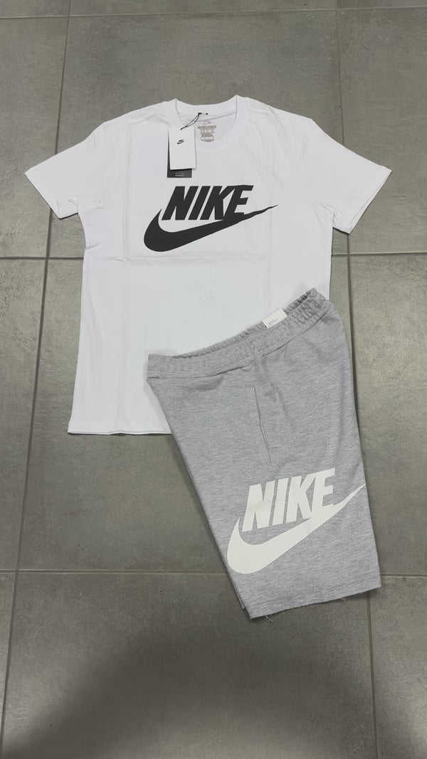 Nike pánska súprava s krátkymi nohavicami, biele - klasika sivá. Factory outlet