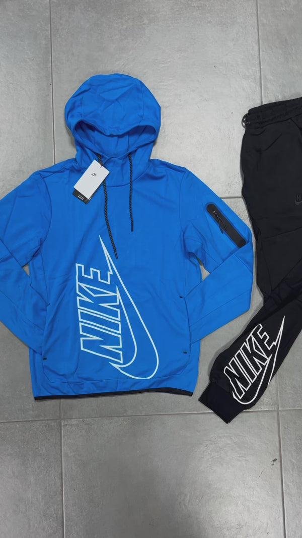 Nike Tech Fleece pánska tepláková súprava, bez zipsu, modrá - čierna. Vynikajúca kvalita