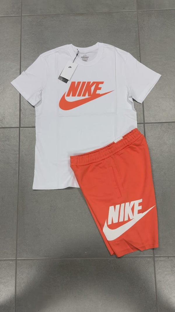 Nike pánska súprava s krátkymi nohavicami, biele - oranžové. Factory outlet