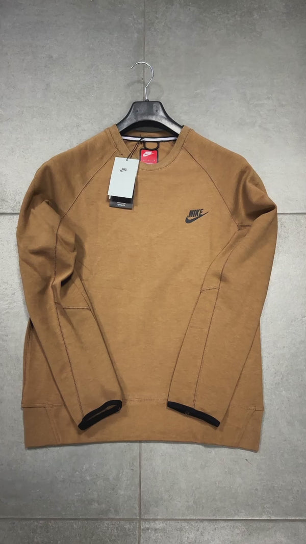 Nike Tech Fleece pulóver, "Men's crew", hnedá. Vynikajúca kvalita