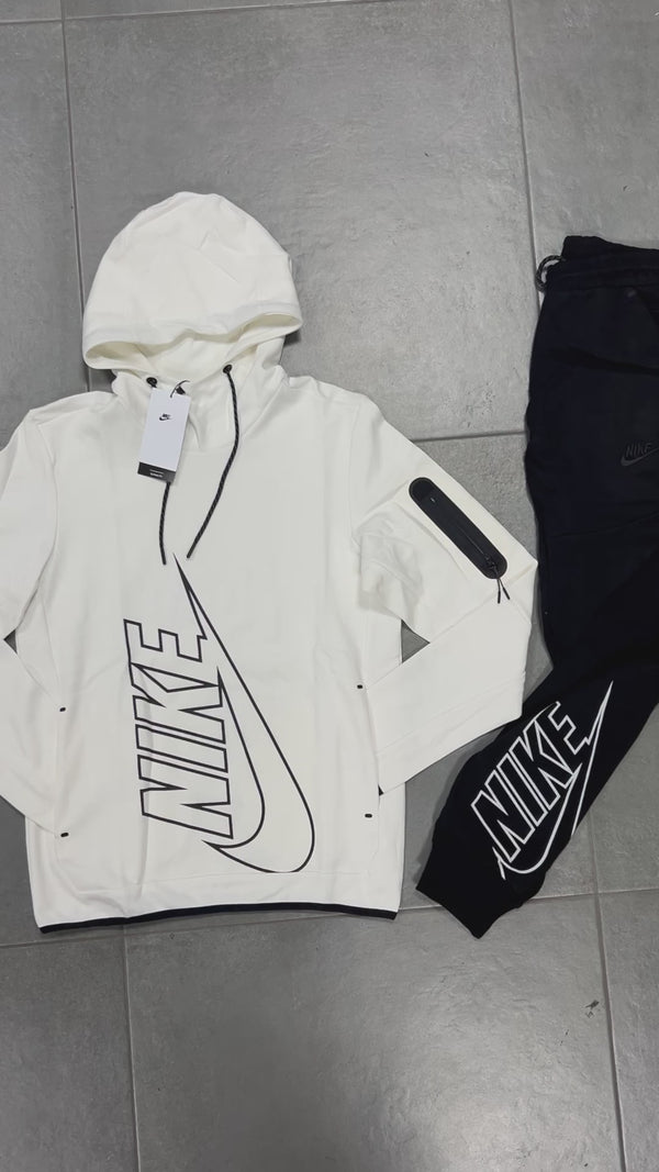 Nike Tech Fleece pánska tepláková súprava, bez zipsu, biela - čierna. Vynikajúca kvalita