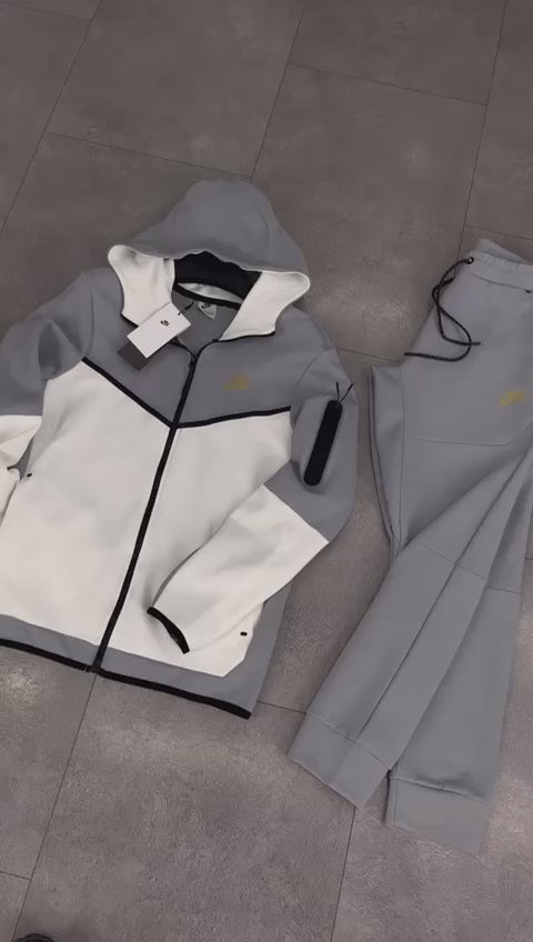 Nike Tech Fleece pánska tepláková súprava, biela a sivá. Vynikajúca kvalita