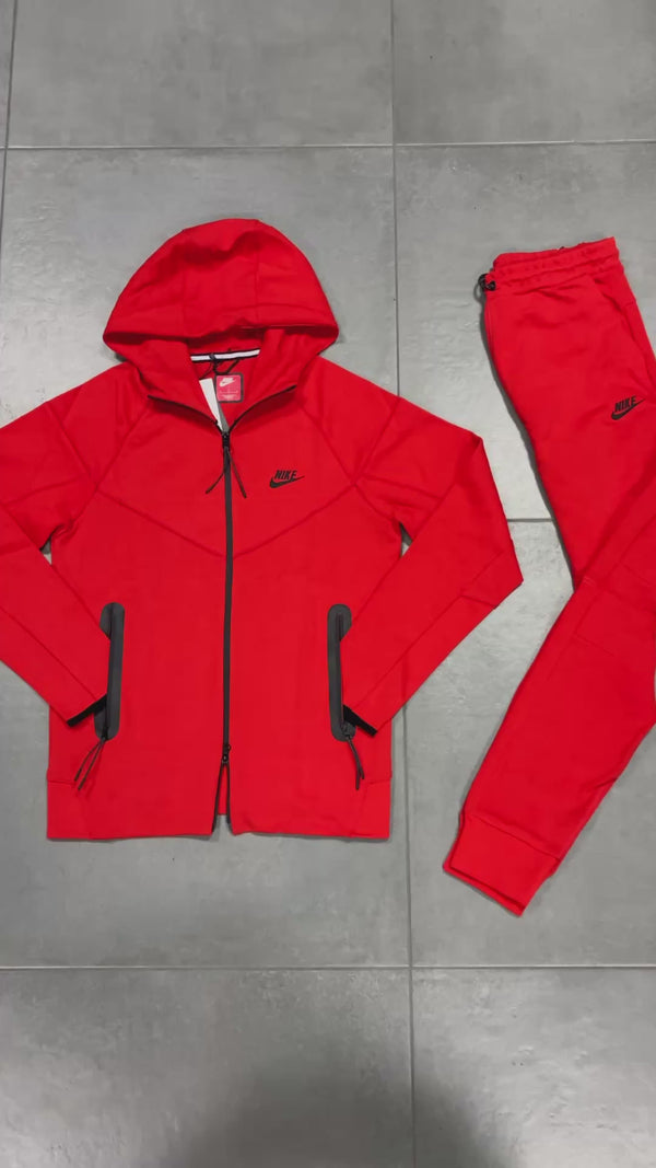Nike Tech Fleece pánska tepláková súprava, červená. Model 2023. Vynikajúca kvalita