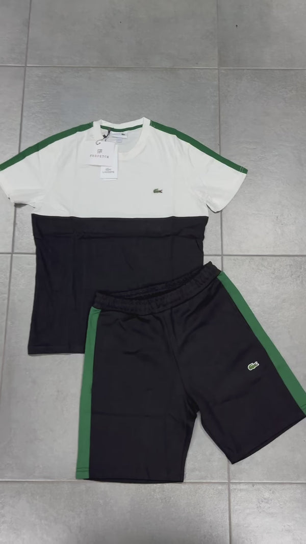 Lacoste pánska súprava s krátkymi nohavicami, biela - čierna - zelená. Vynikajúca kvalita