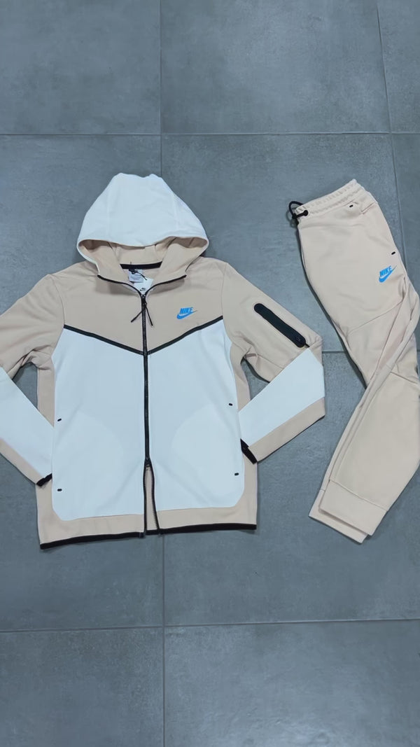 Nike Tech Fleece pánska tepláková súprava, béžová a biela. Vynikajúca kvalita