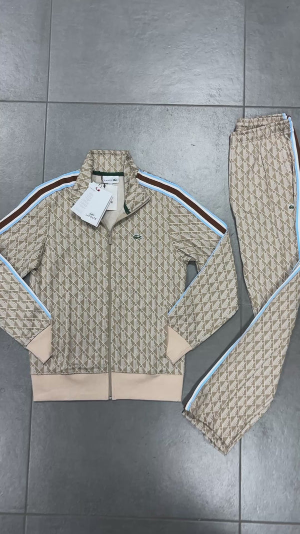 Lacoste pánska tepláková súprava, Jacquard Monogram, béžová. Vynikajúca kvalita