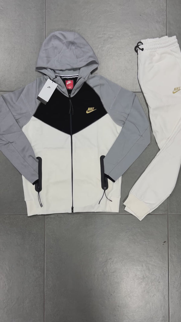 Nike Tech Fleece pánska tepláková súprava, biela - sivá - čierna. Model 2023 Vynikajúca kvalita