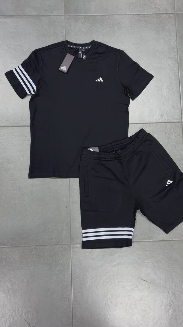 Adidas pánska súprava s krátkymi nohavicami, klasické logo, čierny. Vynikajúca kvalita